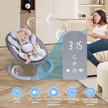 Multi-Directional Baby Rocker With Various Rocking Speeds, Easy To Carry, Electric Baby Rocker | Portable Baby Rocker With Remote - Grey - View 5