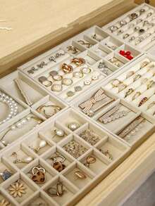 4/1 Hanging Hook Jewelry Display Tray, Large Capacity Jewelry Tray, Stackable Jewelry Display Tray, Autumn Travel Jewelry Tray, Velvet Necklace Jewelry Display Stand, Jewelry Box, Jewelry Storage Box, Desktop Organizer, Elegant Gift Box, Valentine's Day, Mother's Day, Wedding Anniversary, Home Jewelry Storage And Gift, Christmas Gift, Halloween Gift, Back To School Essential Gift, Women's Gift, Christmas Gift, Creative Women's Gift - Multicolor - View 8