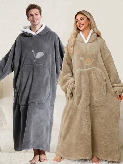 Cozy Plush Fleece Hooded Blanket Sweatshirt For Adult -Thickened For Autumn And Winter With Big Pocket, Oversized Hooded Blanket Sweatshirt, Winter Comfort, Flannel Warm Design, A Must-Have Warm Suit For Autumn And Winter Warm Winter Decor, Comfortable Texture