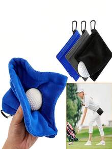Portable Golf Towel Cleaning Cloth For Golf Clubs And Balls Golf Course Cleaning Towel With Hook Easy Storage Outdoor Hanging Waist Sports Club Wipes For Men Women Wet And Dry Small Pocket Towel With D Clip Outdoor Sports Towel Golf Supplies Golf Ball Cleaner Accessories Father's Day Gifts Course Exercise - Multicolor - View 2