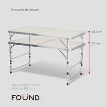 Mesa Plegable Portafolio 1.20m Y 4 Sillas Portátiles  FOUND Mesita Plegable Con 4 Bancos Ideal Actividades de Exterior Camping, Picnic Facil de Instalar Set Mesa y 4 Bancos Portatil - Blanco - Ver 3