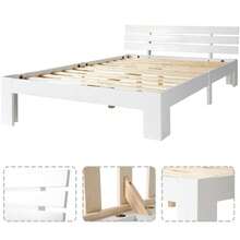 Bed Frames - White + Solid Wood + 140cm*200cm - 查看 5