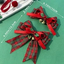 Pinza para el pelo navideña, lazo a cuadros, accesorio para el pelo, regalo de Año Nuevo para mujeres y niñas. - Burdeos - Ver 8