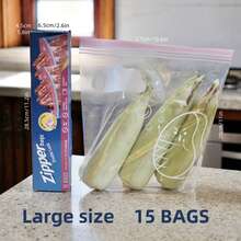 三明治袋、冷冻加仑袋，15/20/30个装，小/中/大号拉链密封塑料食品保鲜袋，加厚可重复使用密封袋，厨房收纳好帮手 - 白色 - 查看 5