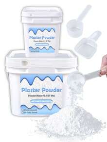 2lb/6lb/7lb Square Bucket Packing Send Spoon,907g/2720g/3175g Resin High Density Plaster Powder For DIY Sculpture Molds,Vases Making Casting Production Material Gypsum Powder In Barrel - White - View 1