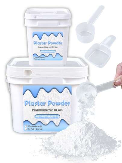 2lb/6lb/7lb Square Bucket Packing Send Spoon,907g/2720g/3175g Resin High Density Plaster Powder For DIY Sculpture Molds,Vases Making Casting Production Material Gypsum Powder In Barrel