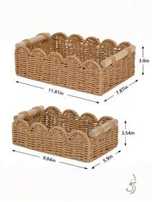 [Us-Based Shipping]1pc Woven Storage Basket, Fan-Shaped Edge Design, Handheld Storage Basket, Suitable For Toilet Tank Top Shelf, Bathroom, Living Room, Bedroom, Vanity, Home Decor, Bathroom Accessories, Desktop Organization & Storage, Halloween Gift Basket, Holiday Decor & Gift Basket, Ideal Gift Basket Storage Organizer Bathroom Essentials House Essentials Cruise Essentials Travel Containers Bathroom Storage Kitchen Organization And Storage Dorm Room Essentials College Storage Basket Storage Containers Bathroom Organization And Storage Makeup Brush Holder Vacation Essentials CubesLand Scalloped Edge Toilet Paper Storage Basket, Living Room Home Cozy Decor Basket - Nhiều màu - Xem 11