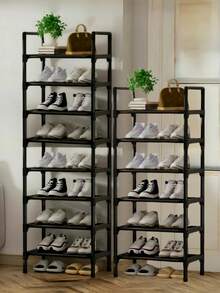 1pc Black Small Shoe Rack, 45cm Wide, Space-Saving, Minimalist Dust-Proof, Sturdy, Fashionable, Easy To Assemble And Disassemble, Portable, Suitable For Living Room, Bedroom, Entryway, Office, Home, Multi-Tier Storage, Holiday Gift, Christmas Gift - Multicolor - View 7