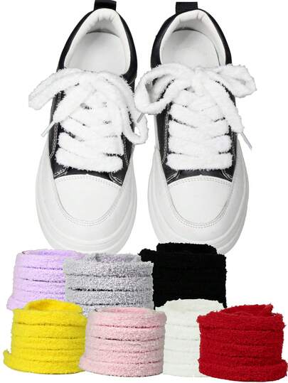 HALF    INSOLE 2 st. mjuka fluffiga skosnören - enfärgade, vardagliga och handtvättbara, för damskor, sneakers, vinterskor