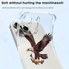 Funda para teléfono con águila volando sobre el mapa de México. Compatible con teléfonos ,  17,  16 Pro Max,  15 Pro Max,  13 y  12. Fabricada en TPU para una protección eficaz contra golpes y caídas. Un regalo ideal para familiares, amigos, seres queridos, parejas y para Navidad. - transparente - Ver 5