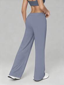 6pecil Women's Wide Leg Casual Pants With Pockets, Yoga Sweatpants, High Waist Loose Palazzo Pants, Flowy Long Trousers, Spring/Summer Casual Pants, Women's Sports Pants - Dusty Blue - View 4