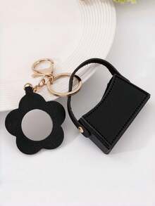 مرآة مدمجة مزخرفة بالزهور مع خيار النص المخصص! مصنوعة من أزهار بريقة متلألئة، مرآة صغيرة محمولة. سهلة التثبيت على الحقائب والحقائب اليدوية الصغيرة المنحنية. سلسلة مفاتيح، سلسلة مفاتيح السيارة، اكسسوارات السفر