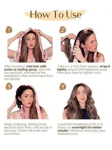 4pcs No-Heat Hair Curlers, Can Be Worn To Sleep Without Heating, Super Soft Ribbon Wrapped For Long Hair, Includes Hair Ties And Clips, Suitable For All Hair Types, Can Be Used Overnight. - Brown - View 10