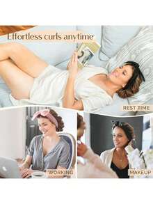 4pcs No-Heat Hair Curlers, Can Be Worn To Sleep Without Heating, Super Soft Ribbon Wrapped For Long Hair, Includes Hair Ties And Clips, Suitable For All Hair Types, Can Be Used Overnight. - Brown - View 9