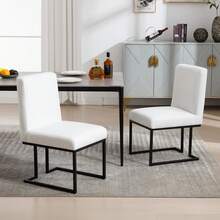 Chummaven Modern Kitchen Dining Chairs Set Of 2 Kitchen Dining Chair In Linen, High Back Design And Metal Legs Suitable For Restaurants And Kitchens, White - White - View 8