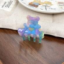 Cute Bear Acetate Hair Claw For Girls, Sweet Colorful Hair Claw For Ponytail, Small Hair Clip For Back Of Head - Màu tím rực rỡ 4,5CM - Xem 9