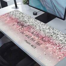 1pc, Faith And Strength Mouse Pad Glitter Design Desk Mat Office Desk Accessories With Non-Slip XL Mousepad Rubber Base Keyboard Pad  E-Sports Desk Pad For Office Home School Supplies, Back To School Gaming Mouse Pad - 彩色 - 查看 4