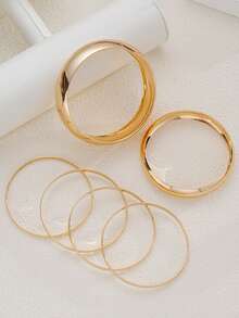 3pcs Vintage Exaggerated Luxurious Geometric Design Wide Metal Bangle Bracelets, Suitable For Women's Daily, Party, Vacation Wear, Gift - Gold 3 - View 3
