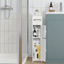1 cái giá đựng giấy vệ sinh đứng độc lập, loại hẹp, có thể gắn vào cửa tủ, giá để đồ dùng nhà tắm nhỏ gọn, phù hợp với không gian hẹp và góc phòng. - trắng - Xem 8