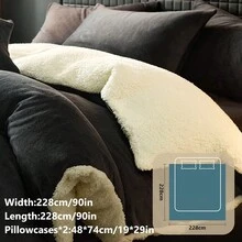 2/3件組被套床上用品套裝，純色床單，適合秋/冬季客房與臥室，適用所有床尺寸－單人、雙人、加大、特大，1件被套與1/2件枕套，家用紡織品，床上用品禮品，可機洗 - 黑色 - 查看 12