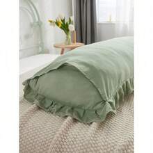 1 Rust Red Synthetic Polyester Ruffle Long Pillowcase (Without Pillow Insert), Perfect Gift For Everyone, Suitable For All Seasons - 綠色 - 查看 6
