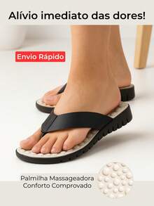 Women's Orthopedic Flat Sandal, Comfortable And Massaging, For Heel Spurs And Plantar Fasciitis, Lightweight And Soft - 黑色 - 查看 1