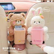 1 pieza Caja de pañuelos con diseño de oso y conejo, dispensador de pañuelos 2 en 1, dispensador de pañuelos portátil e impermeable con diseño de dibujos animados para coche/hogar/baño, decoración del hogar, organizador de escritorio, artículo para el hogar, decoración de dormitorio, accesorio de cocina - Multicolor - Ver 3