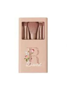 5 pièces/set Ensemble de pinceaux de maquillage portable personnalisable avec miroir, lettres de A à Z, imprimé avec un motif floral simple, ensemble de pinceaux de maquillage en boîte, pinceau de maquillage multifonction avec boîte à miroir, mini stylo de maquillage multifonction, pinceau de fond de teint - multicolore - Voir 12