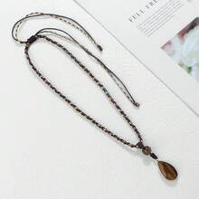 1件虎眼石吊坠项链，手工制作，精美饰品，适合旅行和日常佩戴 - 棕色 - 查看 6