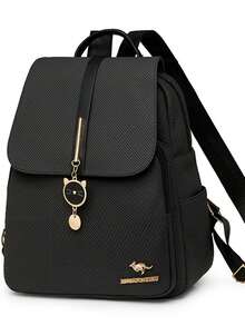 女士软皮背包，大容量女士背包，休闲旅行背包，少女背包 - 黑色 - 查看 3