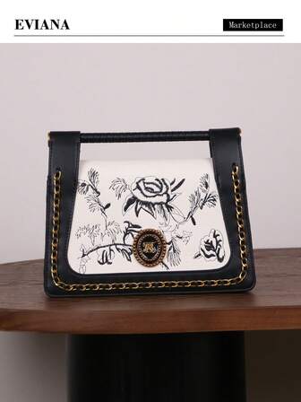 Fashionable Luxury 2025 New High-End Retro Chic Flap Handbag, Exquisite New Chinese Style Embroidered Elegant Ladies' Shoulder & Crossbody Bag, Large Capacity Work Tote