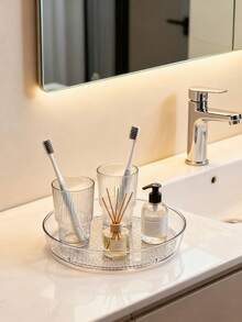 1 pieza Bandeja de almacenamiento de baño de 14 pulgadas (con base antideslizante) - Bandeja de plástico resistente, adecuada para cocina, despensa, refrigerador, baño y encimera, diseño de gran capacidad para ahorrar espacio, superficie duradera y fácil de limpiar, ideal para almacenar especias, adecuada tanto para hombres como para mujeres - Multicolor - Ver 4