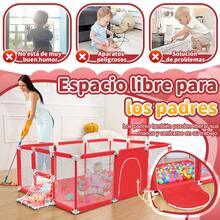 Corral Para Bebé Corral De Juegos Bebés, Corral Plegable Bebe Con Una Alfombra De Juegos, Con Aro De Baloncesto, Porteria De Soccer Y 20 Bolas Oceánicas Apto Para Uso En Interiores Y Exteriores Por Niños De 0 A 6 Años - Rojo - Ver 7