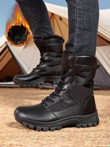 New High-Top Breathable Warm Lining Men's Outdoor Work Boots, Trainning Boots, Suitable For All Seasons, - الأسود - مشاهدة 10