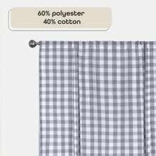 Achim Home Decor - Par de Cortinas de Ventana fruncidas a Cuadros, 72 Pulgadas de Ancho, 63 Pulgadas de Largo, Cuadros es y Blancos, Cortinas de Campo filtrantes de luz para recámara, Sala de(Gris 106.7An x 160Al cm (1 Paneles)) - Multicolor - Ver 3