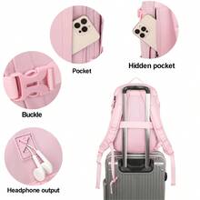 Cabin Backpack 40x20x25cm (20L) | Waterproof Travel Backpack For Airplanes | Durable Hand Luggage | Backpack For Hiking, School And Work | Black/Navy/Grey/Pink/Beige/Green - hồng - Xem 2
