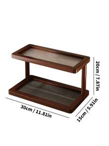 Two-Tier Bamboo Countertop Storage Rack - Easy To Assemble, With A Transparent Acrylic Base, An Elegant Storage Rack For Cosmetics, Perfumes, And Skincare Products, Suitable For Kitchen And Dining Room Storage, Can Hold Mugs And Water Cups - Natural Bamboo Surface, Space-Saving Home Decor And Countertop Storage Rack - Walnut - View 11