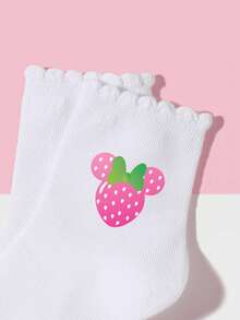 Disney 1/5/10双装儿童袜子，可爱卡通水果/米老鼠图案，时尚，柔软亲肤，吸湿透气，适合运动、休闲、度假、上学等场合，也是一份贴心的礼物。 - 彩色 - 查看 6