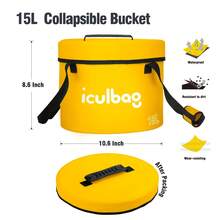 Iculbag 15-Liter Foldable Bucket With Lid Fishing Bucket, Car Wash Bucket Outdoor Fishing Tool, Sink, Portable Foot Soaking Bucket Camping Picnic Bucket Suitable For Various Outdoor Activities