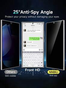 2 piezas Protector de pantalla con desbloqueo por huella digital, a prueba de agua, a prueba de golpes, resistente a los arañazos, antihuellas, fácil instalación, superficie suave, compatible con Samsung Galaxy S25/S25PLUS/S25Ultra/S24/S24Plus/S24Ultra/S23/S22, accesorios para teléfono, compatible con desbloqueo de huella digital ultrasónico - 2 piezas de privacidad - Ver 4