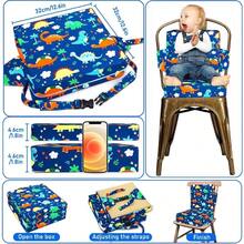 Chair Increasing Cushion Dismountable Portable Washable Baby Toddler Infant Harness Toddler Booster Dining Highchair Seat Pad On The Go Seat Highten Pad Travel Storage Chair With Adjustable Buckle Strap With Backrest Dinosaur (With Backrest Dinosaur) - WithBackrestDinosaur - View 6