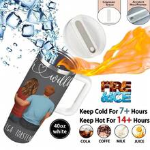 1pc 12oz/20oz/40oz Heartwarming Family Tumbler With Lid And Straw, Winter Insulated Travel Mug, Gift For Women Men, Ideal For Christmas, Memorial, Christmas, Birthday Gift, Iced/Hot Coffee Cup For Office - 40盎司粉紅色 - 查看 7