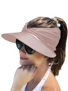 Sun Hat Women Sun Beach Visor Cap UV Protection With Wide Brim For Sports Beach Golf Hiking - A - View 12