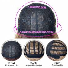 Women's Golden Brown Water Wave Wig With Bangs, Made Of High-Temperature Resistant Synthetic Material, Suitable For Everyday Wear, Holidays, And Party Outfits.