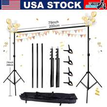 6.5x6.5ft Backdrop Support Stand Kit Adjustable Photography Studio Photo Background Support System With Carrying Bag And 4 Clips, For Parties, Photography, Projector Screen, Wedding, Decoration, Balloons - màu đen - Xem 1