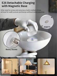 1/2pcs Rechargeable Smart LED Bulb, E26/E27 Base, Dimmable Color Temperature, Remote Control, USB Rechargeable, Suitable For Living Room, Bedroom, Pendant Light, Garden, Porch And Commercial Lighting - Multicolor - View 8