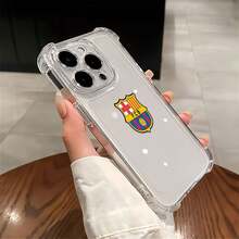Funda para móvil con el escudo del FC Barcelona, compatible con teléfonos ,  17,  16 Pro Max,  15 Pro Max,  13 y  12. Fabricada en TPU para una protección eficaz contra golpes y caídas. Un regalo perfecto para familiares, amigos, seres queridos, parejas y para Navidad. - transparente - Ver 4