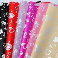 每包20张，爱心图案鲜花包装纸，防水花束包装材料，韩国纸 - 彩色 - 查看 2