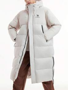 CAMEL CROWN 户外羽绒服，男女通用中长款加厚保暖三重防护专业羽绒服，秋冬季 - 橡木灰 - 查看 4