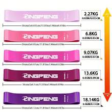 便携式健身训练器材 橡胶阻力带 瑜伽健身房弹力带 力量训练 普拉提 CrossFit 女性举重运动 - 彩色 - 查看 3